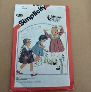 Simplicity Sewing Pattern 6183 Toddler Girls Dress Dresses Size 3